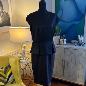 Ted Baker Black Short-Sleeve Peplum Midi Dress